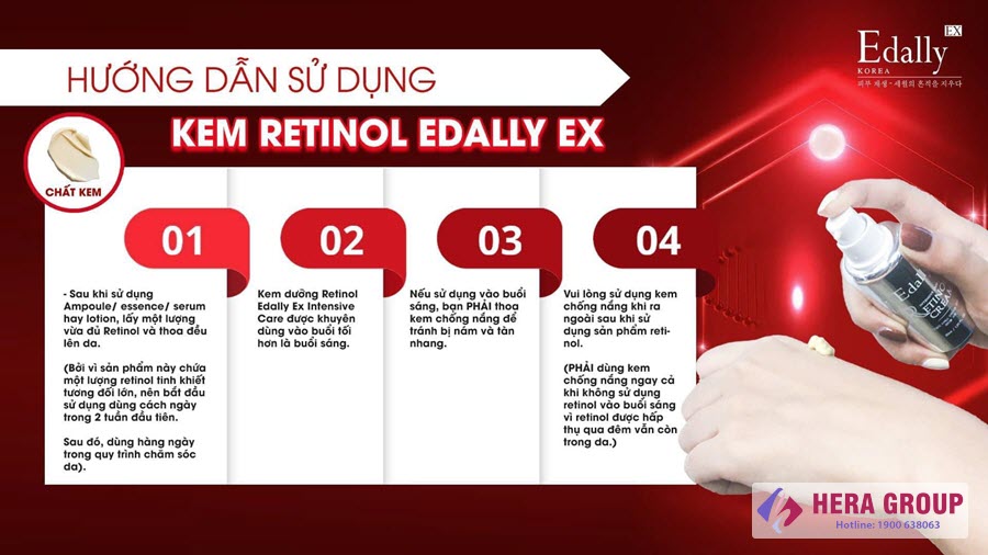 Hướng dẫn sử dụng kem retinol Edally EX